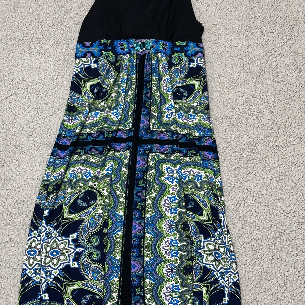 Danny & Nicole Black and Vibrant Paisley Dress